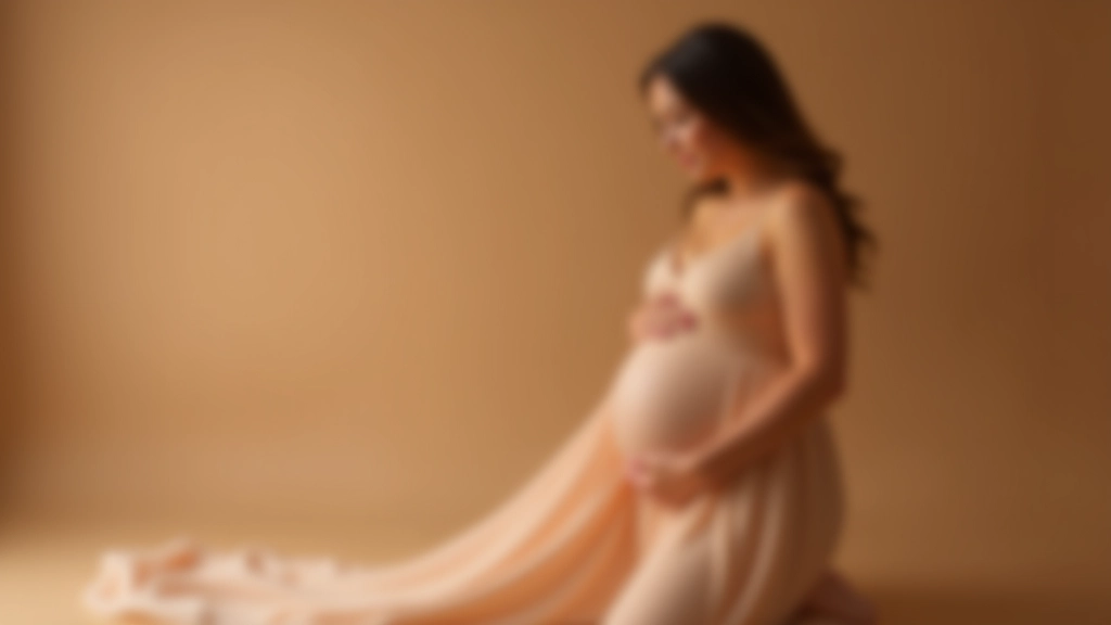 Maternity portrait of pregnant woman in soft studio lighting