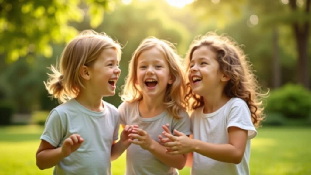 Young children playing and laughing together during family photo session with photographer in background