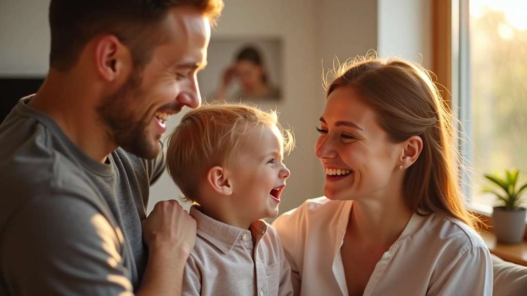 Family posing naturally during a professional portrait session