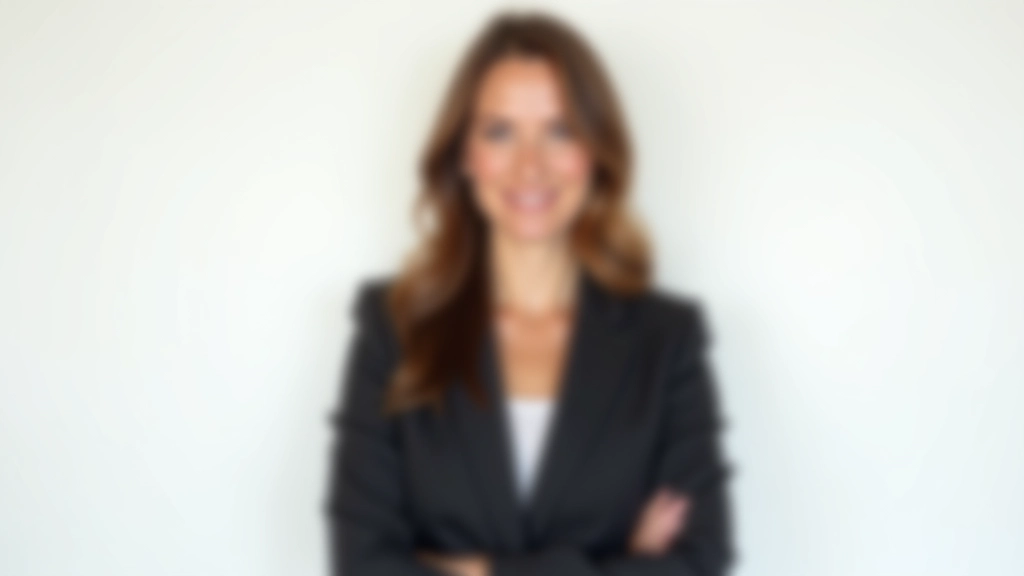 Woman in elegant dress posing for professional headshot with warm studio lighting and neutral background
