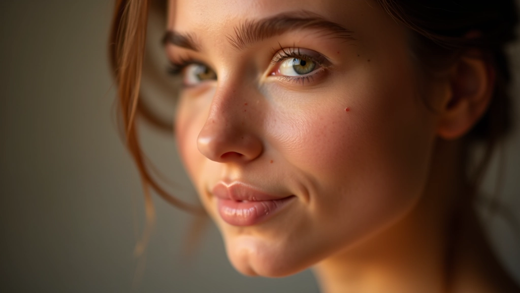 Before and after comparison of portrait skin retouching showing natural skin texture preservation with subtle blemish removal